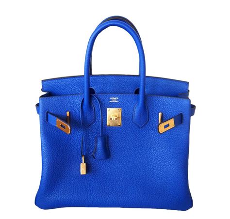 blue hermes bag.